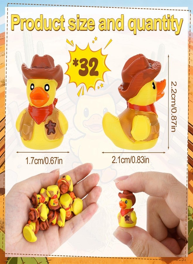 GGSTDDUP 32Pcs 3D Printed Ducks Toy Figures, Mini Ducks Bulk, Tiny Duck Figurine Dress up Toy for Party Favors Decorations for Crafts DIY Landscape Dollhouse Fairy Garden (Cowboy Duck) - Image 2